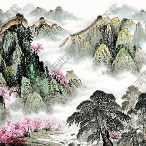 國(guó)畫名作_長(zhǎng)城雄姿，春意盎然_高清大圖下載