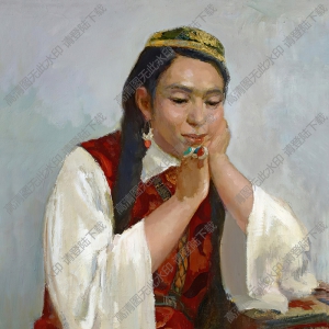 艾中信油畫_戴愛蓮維裝_高清大圖下載