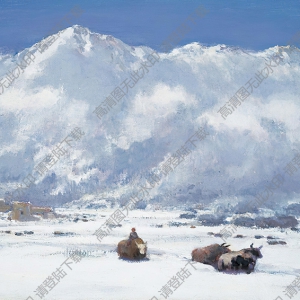 艾中信油畫_雪中放牧_高清大圖下載