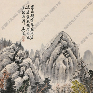 吳滔國(guó)畫作品 秋山策杖 高清下載