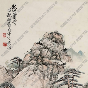 吳滔國(guó)畫作品 秋山蕭寺 高清下載