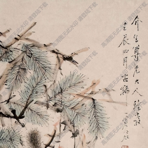 虛谷國畫 花卉游魚圖 高清大圖下載