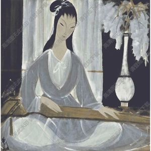 林風眠國畫 撫琴圖 高清大圖下載