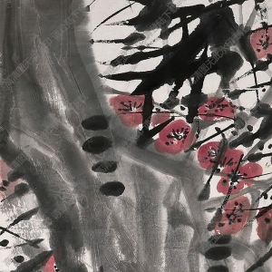林風眠國畫 紅梅竹雞 高清大圖下載