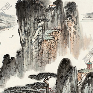 謝伯子國(guó)畫 春江帆影2 高清大圖下載