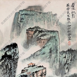 謝伯子國(guó)畫 春江帆影3 高清大圖下載