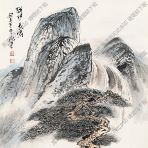 謝伯子國(guó)畫 彈琴長(zhǎng)嘯 高清大圖下載