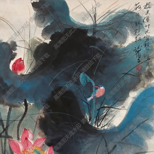 謝伯子國(guó)畫作品 接天蓮葉無窮碧 高清下載