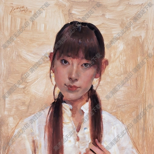 龐茂琨油畫 清純少女 高清大圖下載