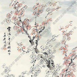 包棟國畫_梅花_雪滿山中、月明林下_高清大圖下載