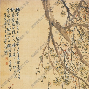 包棟國畫_梅花仕女圖_高清大圖下載