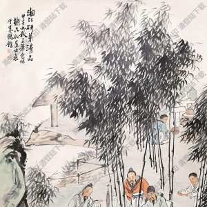 包棟國畫_竹林七賢_高清大圖下載
