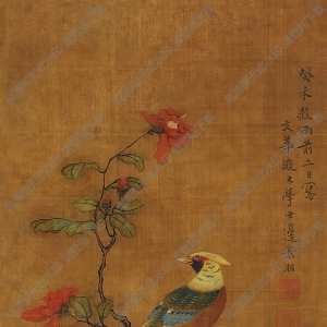 邊景昭國(guó)畫(huà) 茶花錦雞 高清大圖下載