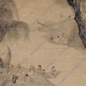 戴進(jìn)國畫 江邊話友 高清大圖下載