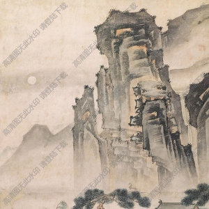 戴進(jìn)國(guó)畫 僧敲月下門 高清大圖下載