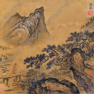 戴進(jìn)國(guó)畫 攜琴訪友圖 高清大圖下載