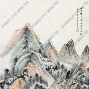 吳琴木國(guó)畫 仿趙大年山水 高清大圖下載