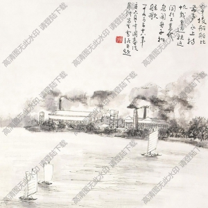 孫雪泥國(guó)畫(huà) 秋江帆影 高清大圖下載