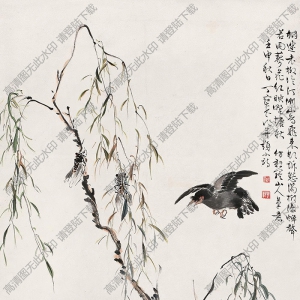 丁寶書國(guó)畫 蟬聲若雨蓼花紅圖 高清大圖下載