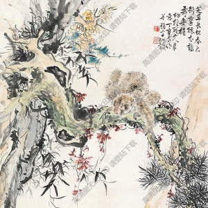 丁寶書國(guó)畫 封侯長(zhǎng)壽 高清大圖下載