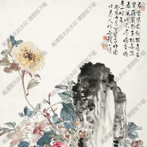 丁寶書國(guó)畫 牡丹 高清大圖下載