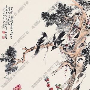 丁寶書國(guó)畫 雙喜富貴 高清大圖下載