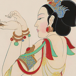 張大千國(guó)畫(huà)_敦煌供養(yǎng)人_鵝黃新染戒香熏_高清大圖下載