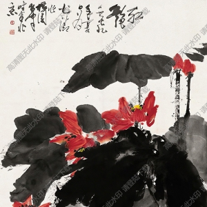 黃獨峰國畫 紅艷 高清大圖下載