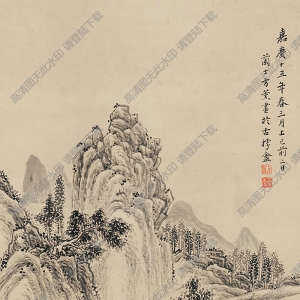 方薰國(guó)畫(huà) 山林話友 高清大圖下載