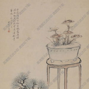 方薰國(guó)畫(huà) 松芝圖 高清大圖下載