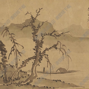 李流芳國(guó)畫(huà) 江畔泊舟圖 高清大圖下載