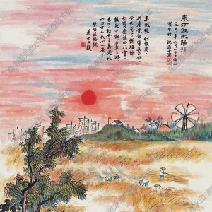沈邁士國(guó)畫 東方紅 高清大圖下載