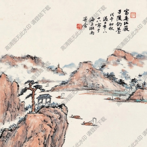 沈邁士國畫 嚴(yán)子陵釣臺(tái) 高清大圖下載