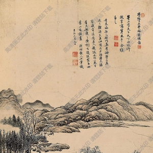 王翚國(guó)畫 平林散牧圖 高清大圖下載
