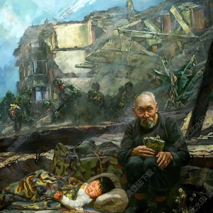 孫立新油畫_抗震救災(zāi)之親人_高清大圖下載
