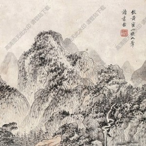王鑒作品 九峰讀書(shū)圖 高清大圖下載