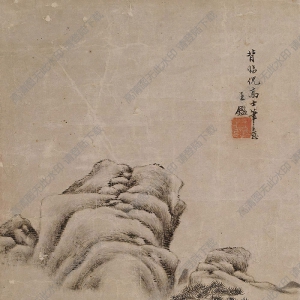 王鑒作品 擬倪高士山水 高清大圖下載