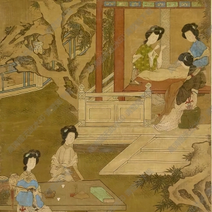 唐寅國畫 做嫁妝圖(又名：新娘的嫁衣)高清大圖下載