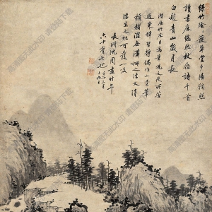 沈周國畫 草堂夕陽 高清大圖下載