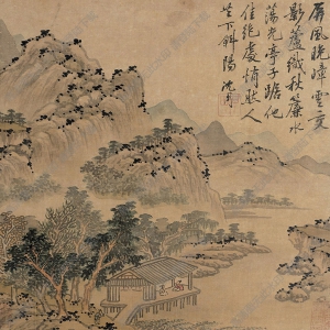 沈周作品 斜陽(yáng)共話(huà)圖 高清大圖下載