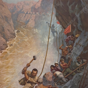 周大正油畫_新中國建設之劈山引水_高清大圖下載