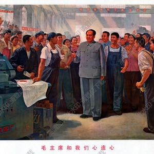 油畫作品_毛主席和我們心連心_高清大圖下載