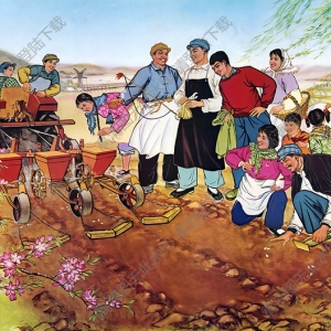 農村國畫作品 春天的播種 高清大圖下載