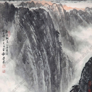 岑學恭國畫 寧河激浪 高清大圖下載