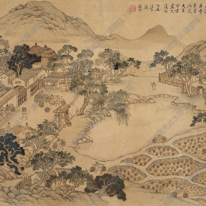 文征明國畫 疏林落日 高清大圖下載