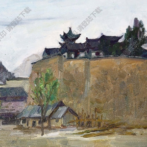 涂克油畫 老區(qū)風景 高清大圖下載