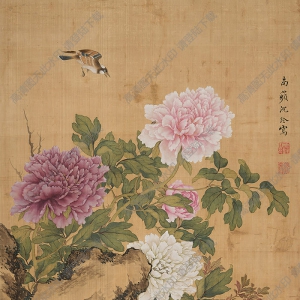 沈銓國(guó)畫(huà) 牡丹靈芝 高清大圖下載