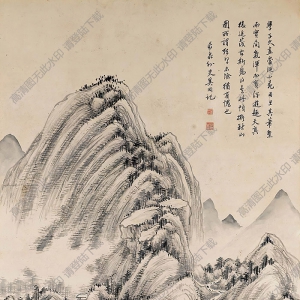 奚岡國(guó)畫 蒼山嵐茂 高清大圖下載