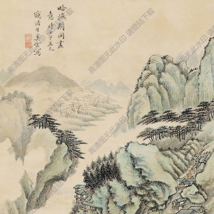 奚岡國(guó)畫(huà) 闊浦遙山 高清大圖下載
