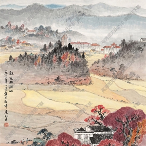 應(yīng)野平國(guó)畫 紅色井岡山 高清大圖下載